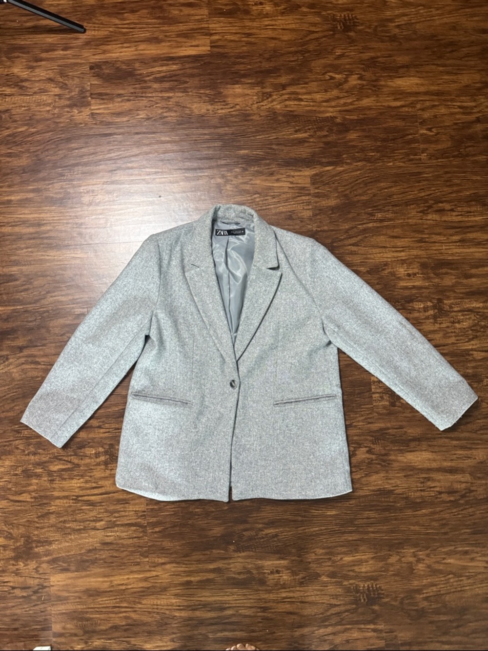 Zara Silver-Gray Single-Button Blazer XL